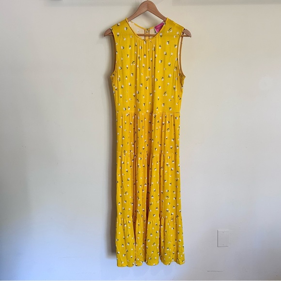 kate spade Dresses & Skirts - Kate Spade Yellow Sleeveless Dainty Bloom Tiered Maxi Dress 14